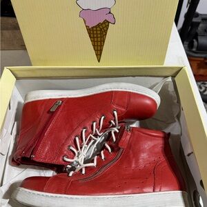 Red Leather High-Top Sneakers by Gelato New in the box.